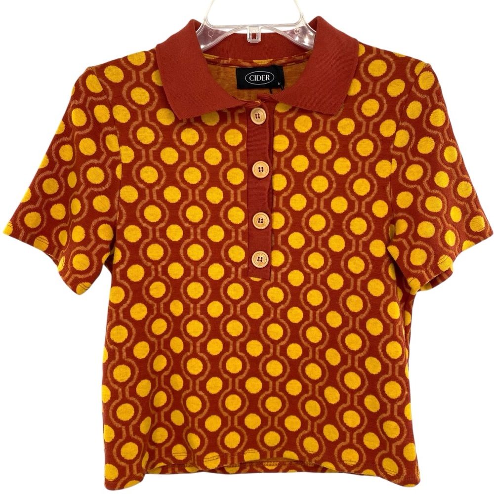 Cider Polka Dot Polo Shirt Knit Top